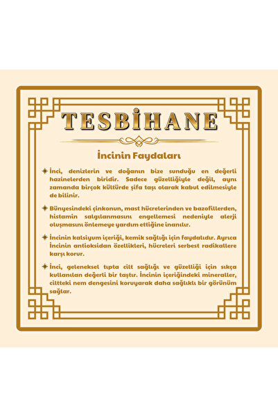 Tesbihane Kararmaz Metal Ayyıldız Püsküllü Küre Kesim Mayorka İnci Doğaltaş Tesbih