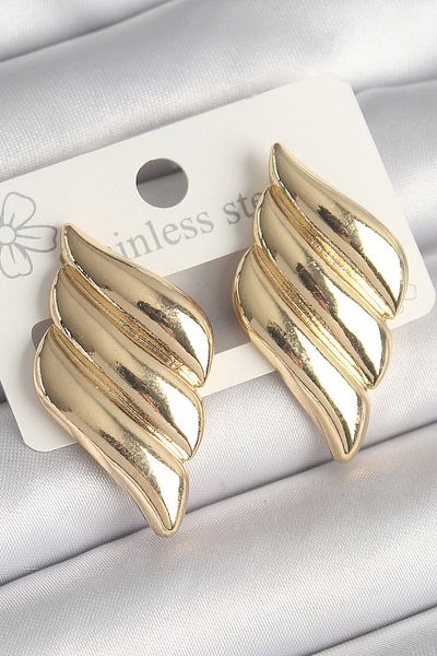 Skygo Brass Gold Color 3 Row Wavy Model Women's Earrings - Tj-Bkp10250