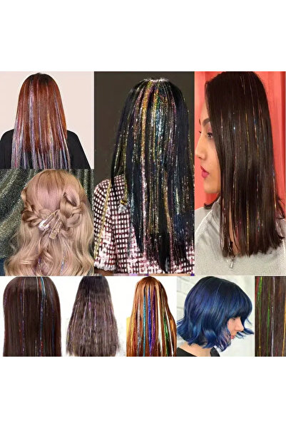 Zeysum Hair Tinsel Saç Simi / Koyu Pembe Saç Simi / 200 Tel 120 cm/ Simli Saç Kaynak / Örmeli Saç Aksesuarı