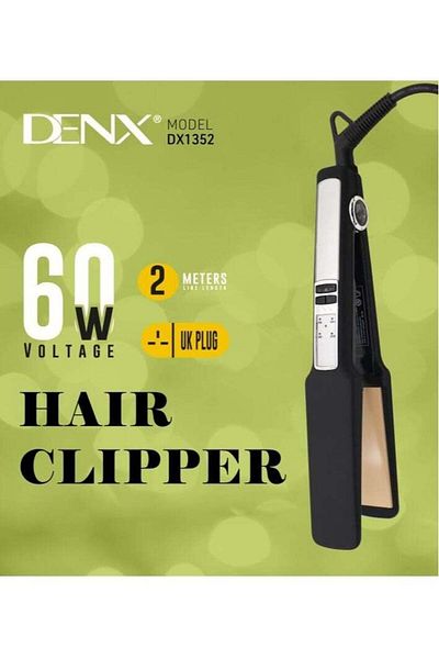Denx مكواة فرد الشعر (Dx1352)، 220 فولت، طلاء مطاطي أسود