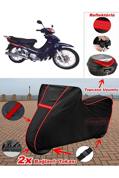 CoverPlus Mondial 110 FT قماش القنب الأسود Topcase الخلفي متوافق مع المحرك ال...