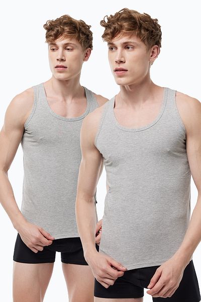 Malabadi Men's 2-Pack Gray Modal Undershirt 008