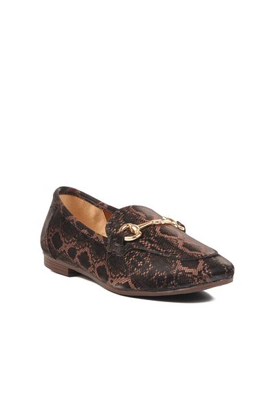 WALKWAY B-22 Z Brown Snake Patterned Women's Ballerinas