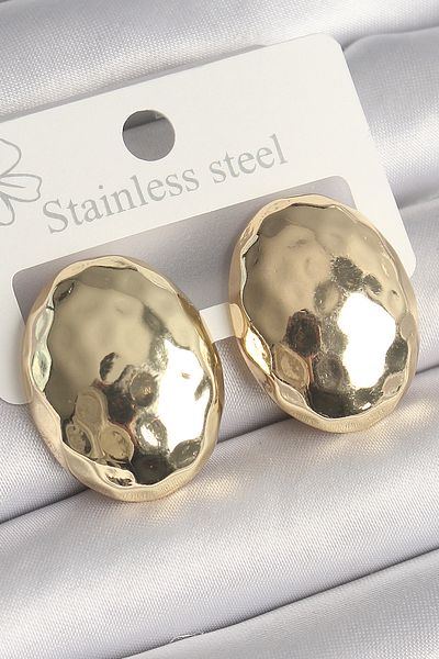 Skygo Brass Gold Color Embroidered Bombe Oval Model Women's Earrings - Tj-Bkp10255