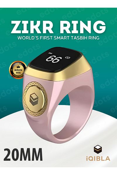 iqibla Smart Zikr Ring | 20mm Prayer Counter, Muslim Prayer Time Reminder & Waterproof Tasbih Counter