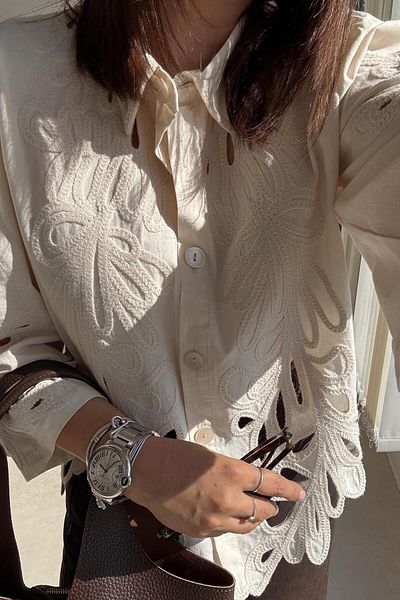 ELVAN TOLON Guipure Beige Shirt
