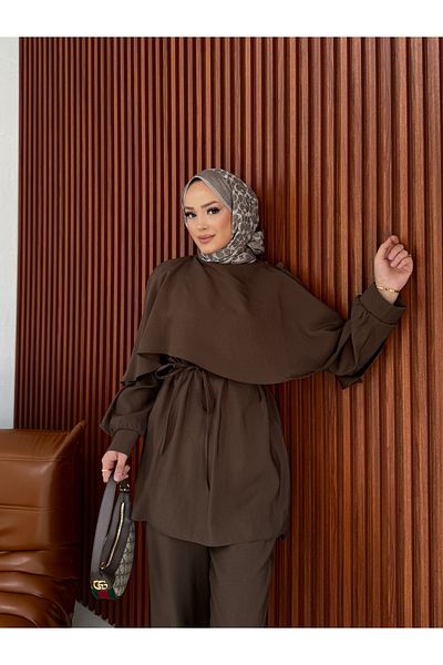 Melike Tatar بدلة مفصلة بشال مودال 32-2357