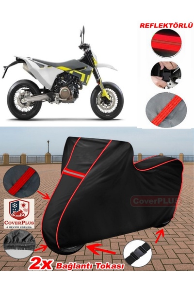 CoverPlus For Husqvarna Supermoto 701 Tarpaulin Black Motorcycle Tarpaulin En...