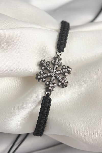 Skygo Brass Smoked Color Zircon Stone Snowflake Figure Macrame Elevator Model Women's Bracelet - Tj-Bb6791