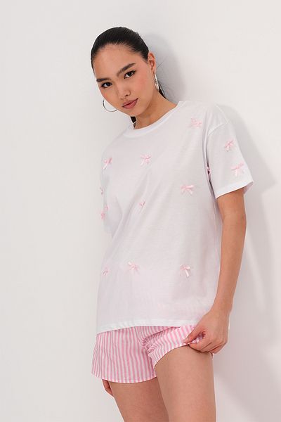 Addax Bow Detailed T-Shirt P10441-U12