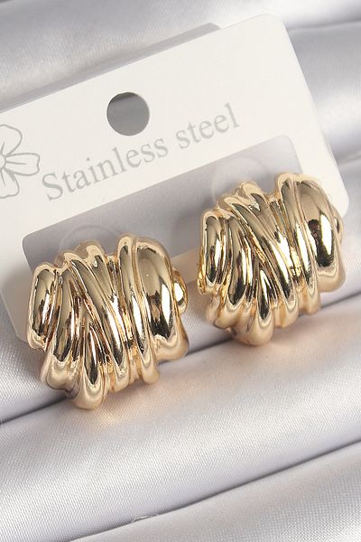Skygo Brass Gold Color Embroidered Half Hoop Model Women's Earrings - Tj-Bkp10251