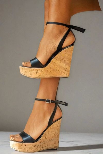 PayBuy Women's Elegant Shoes Cross Barette Wedge Heeled Shoes Special Design Evening Dress Shoes