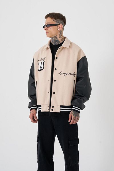 Machinist Jachetă bomber oversize pentru bărbați, BEIGE