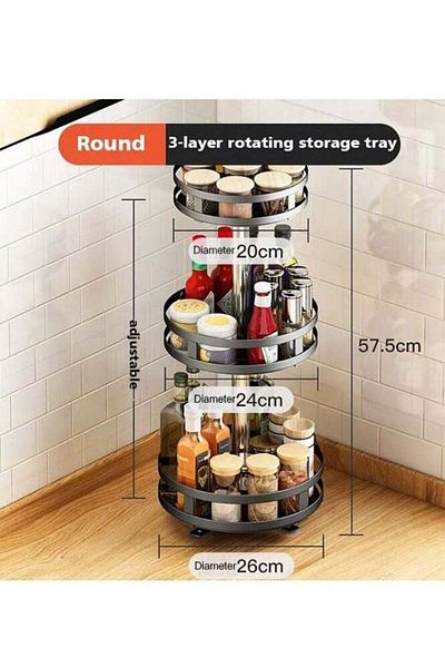 DRAMA HOME Multifunctional Removable 3-Tier Metal Storage Rack Rotatable