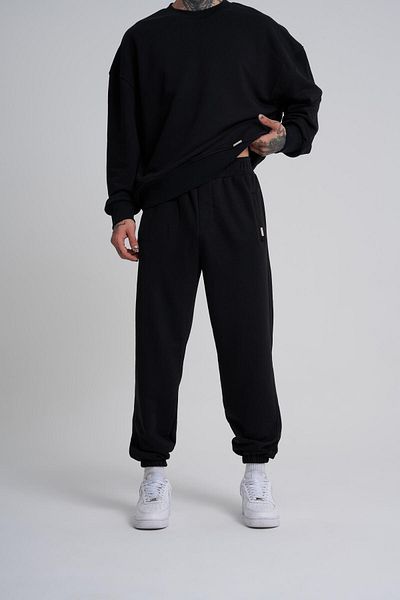 Machinist Men's Basic Solid Jogger Relaxed Black Sweatpants
