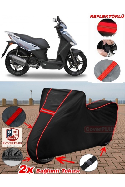 CoverPlus Kymco Agility City 200 i القماش المشمع الأسود للدراجات النارية القم...