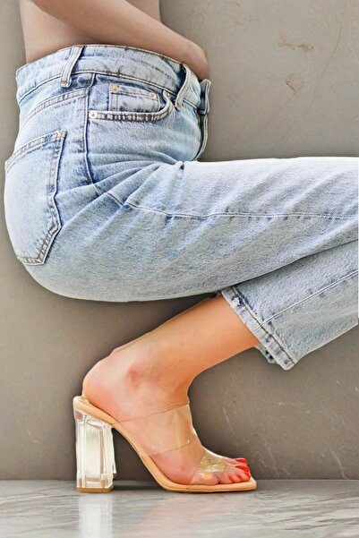 PayBuy Women's Transparent Banded Thick Heeled Slippers Modern Design