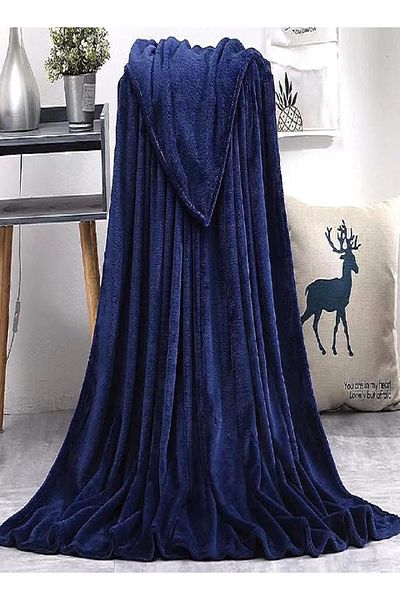 RISHAHOME Lightweight Extra Soft King Size Flannel Fleece Blanket 200x230cm – Blue