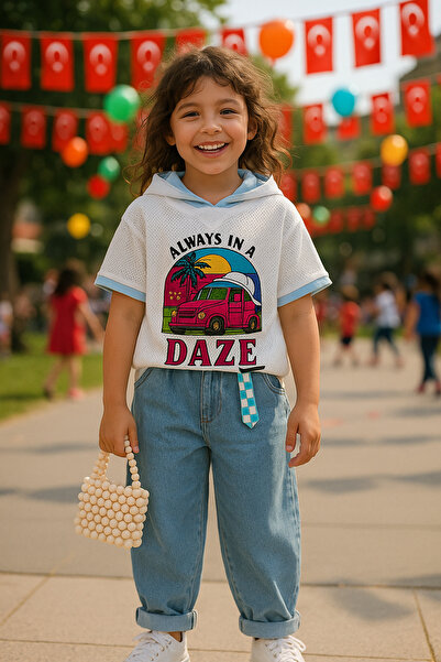 Hilal Akıncı Kids Дівчача футболка з капюшоном і принтом у вигляді грибів