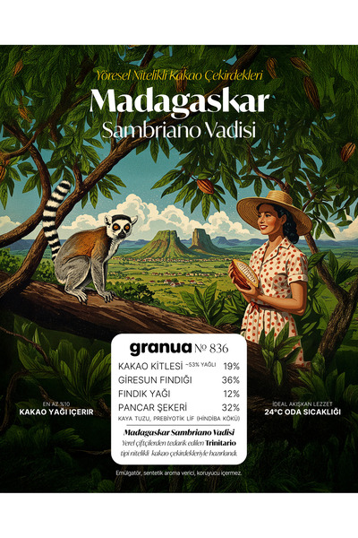 Granua Bean To Jar Serisi no. 836 | Single Origin Madagaskar Sambriano Vadisi - Sürülebilir Çikolata 400gr