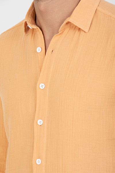 Klothy Men's Long Sleeve Regular Fit Muslin Shirt 2595