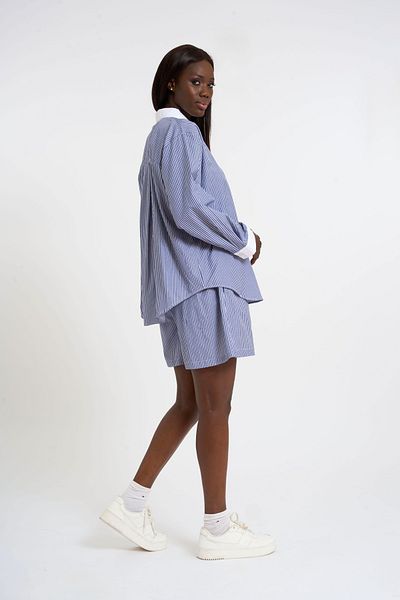 HANIQA Women's Embroidered Striped Shorts Suit