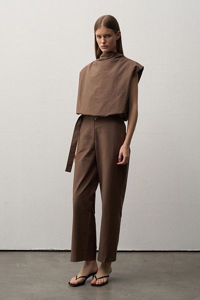 Mathilda By Çiğdem Bilici Women's Bitter Brown Laura Belt Detailed Trousers