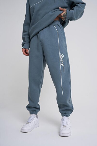 Machinist Men's Embroidered Jogger Oversize Blue Sweatpants