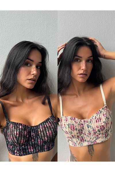 Cansoy Set de sutien fără cupă cu imprimeu floral din 2 piese (693TK)