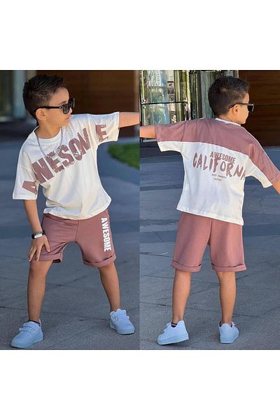 RAPAPA Boy's Combed Cotton Single Jersey Shorts Suit Bottom Top Suit 11661B