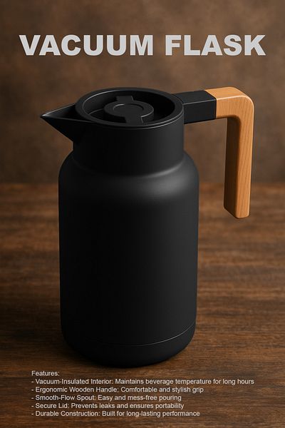 TrentonGCC Premium Vacuum Flask with Wooden Handle - Set of 2