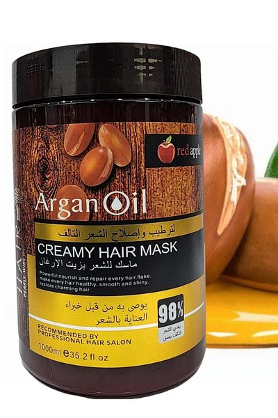 Red Apple Rep Apple Hair Mask with Argan Oil for Hair Care, Moisturizing and Repairing Damaged Hair