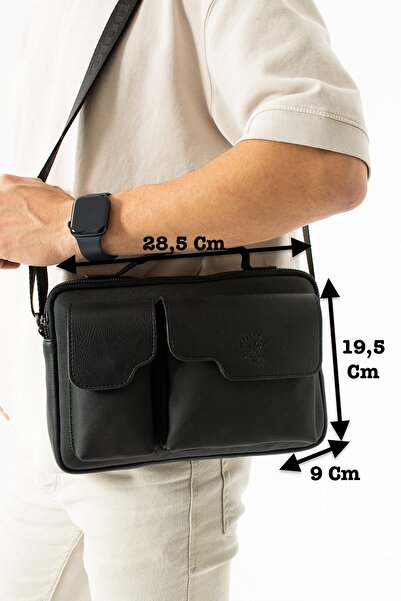 Westpolo Askılı Vegan Deri Ve Kanvas Kumaş Tablet Evrak Unisex Postacı Çantas...