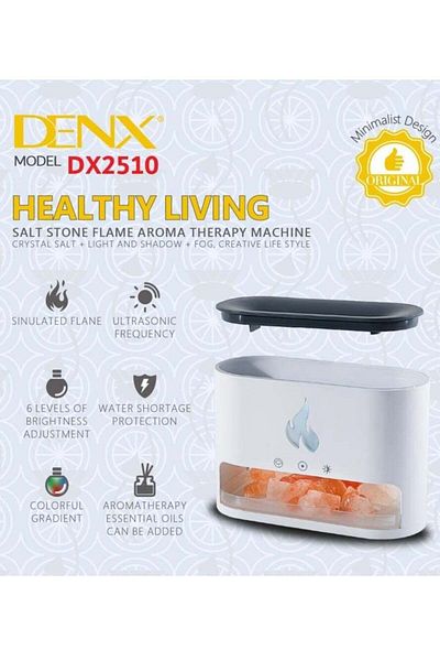 Denx مرطب هواء معطر، مرطب هواء على شكل نار، ناشر هواء بتأثير لهب ملح الهيمالايا