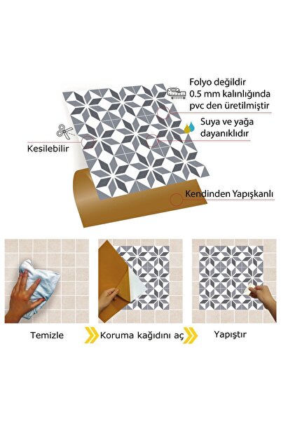 TİNK Kendinden Yapışkanlı Geometrik 037 Desenli Pvc Karo 30x30 Cm (33 ADET) 3m2