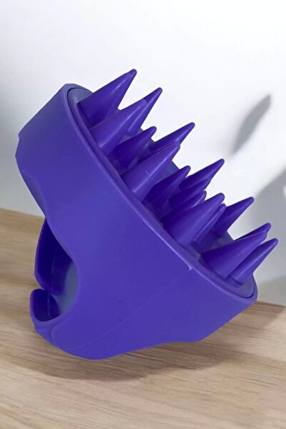 TakıDolabı فرشاة تدليك فروة الرأس المسننة من السيليكون الأرجواني اللون