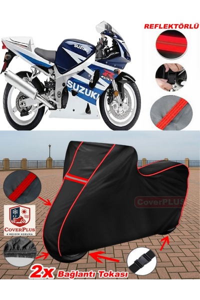 CoverPlus سوزوكي GSX-R 600 Srad قماش مشمع أسود مشمع للدراجات النارية غطاء غطا...