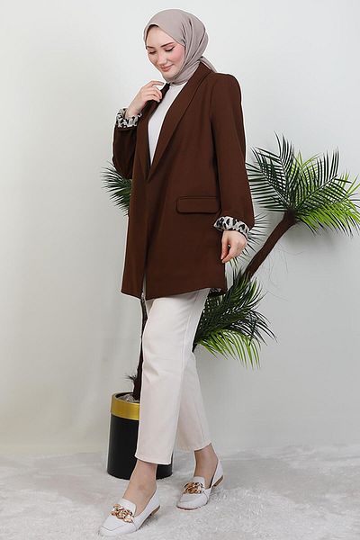 GİYZAMİLA Μπουφάν με επένδυση Leopard Bitter Brown