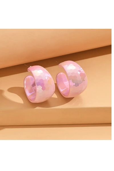 mos&more Pink Sparkle Shiny Women's Hoop Earrings