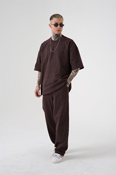 Machinist Ανδρικό παντελόνι Premium Basic oversized φαρδύ καφέ