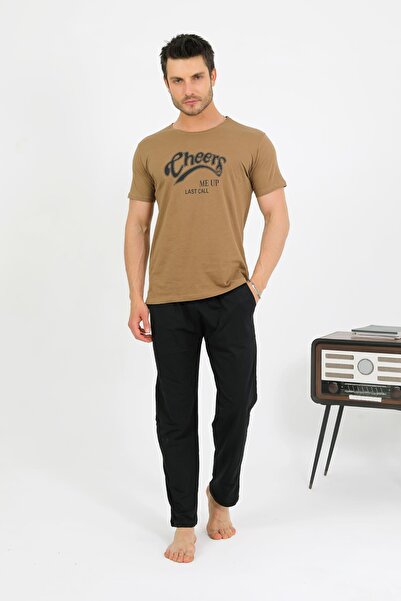 Akbeniz Чоловічий бавовняний піжамний комплект з короткими рукавами, колір віскоза 6875