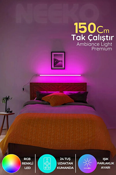 neeko Uzaktan Kumandalı Led Abajur Aplik Gece Lambası Kumandalı 150 Cm