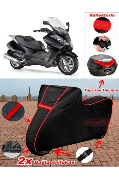 CoverPlus Aprilia Atlantic 500 Sprint Tarpaulin Black Topcase Rear Bag Compat...