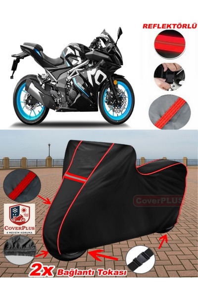 CoverPlus يوكي YK250 القماش المشمع الأسود للدراجات النارية القماش المشمع غطاء...