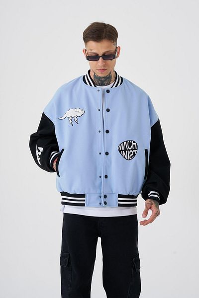 Machinist Men's Cloud Oversize Light Blue Bomber Jacket