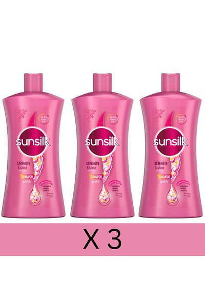 Sunsilk شامبو القوة واللمعان للشعر الضعيف والباهت، 1000 مل × 3