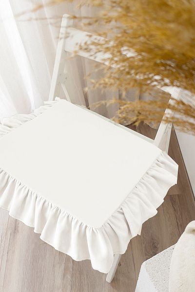 RİTMOHOME Υγρό & Απωθητικό Σημείων Vintage, Country, Bohemian, Rustic Ruffled Scandinavian Cushion Chair White