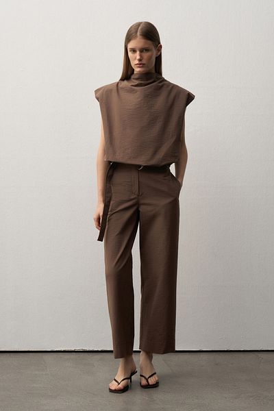 Mathilda By Çiğdem Bilici Women's Bitter Brown Laura Belt Detailed Trousers
