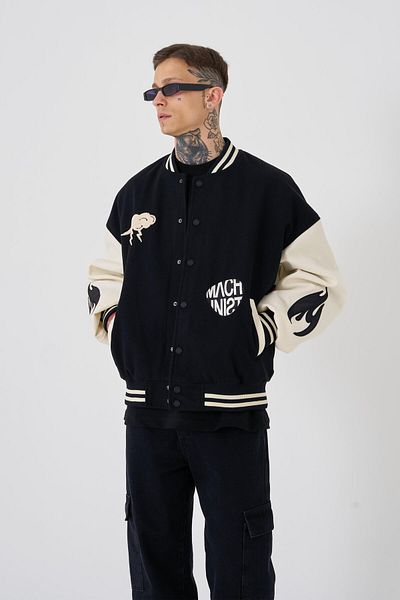 Machinist Men's Cloud Oversize Black Bomber Jacket