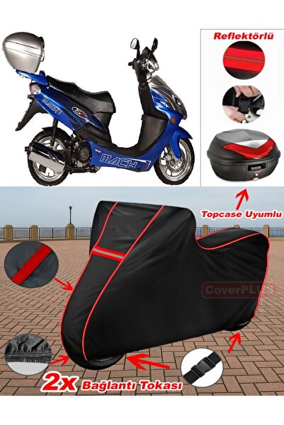 CoverPlus Bianchi Mach-1 150 قماش القنب الأسود Topcase الخلفي المتوافق مع الق...